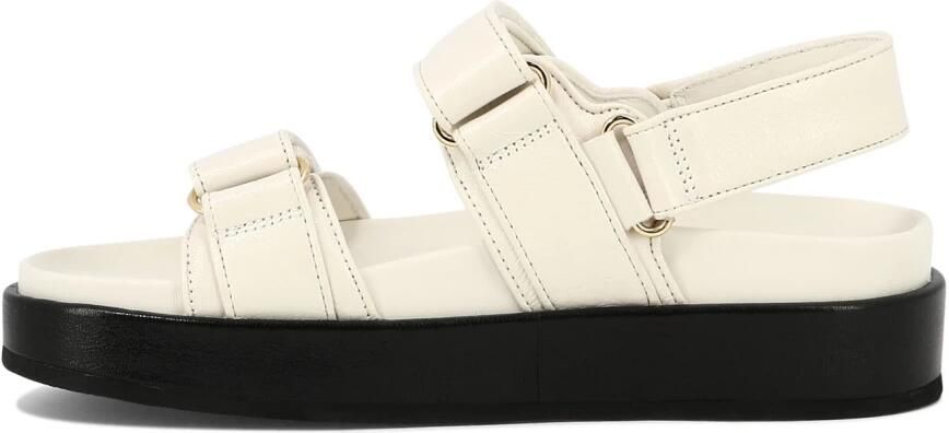 TORY BURCH Crèmekleurige Leren Sandalen met Klittenbandsluiting White Dames