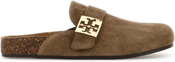 Tory Burch Beige Suède Mellow Pantoffels