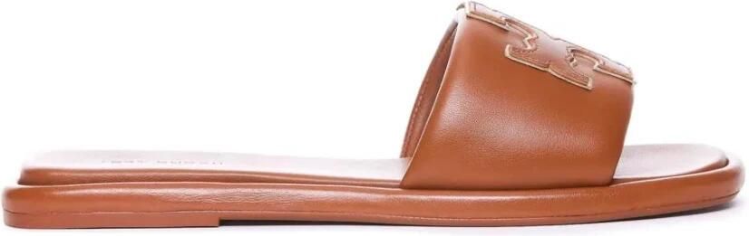 Tory Burch Bruine Sandalen met Logo in Reliëf