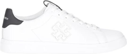 TORY BURCH Leren Court Sneakers Vetersluiting Platte Zool White Dames