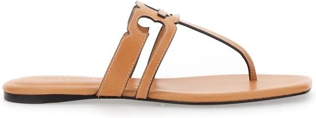 Tory Burch Bruine leren teenslippers