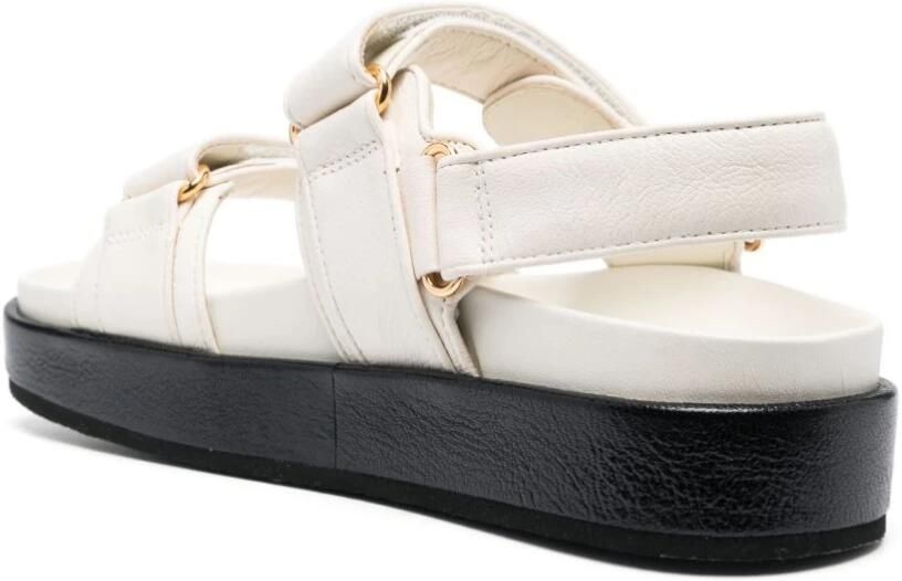 TORY BURCH Crèmekleurige Leren Sandalen met Klittenbandsluiting White Dames