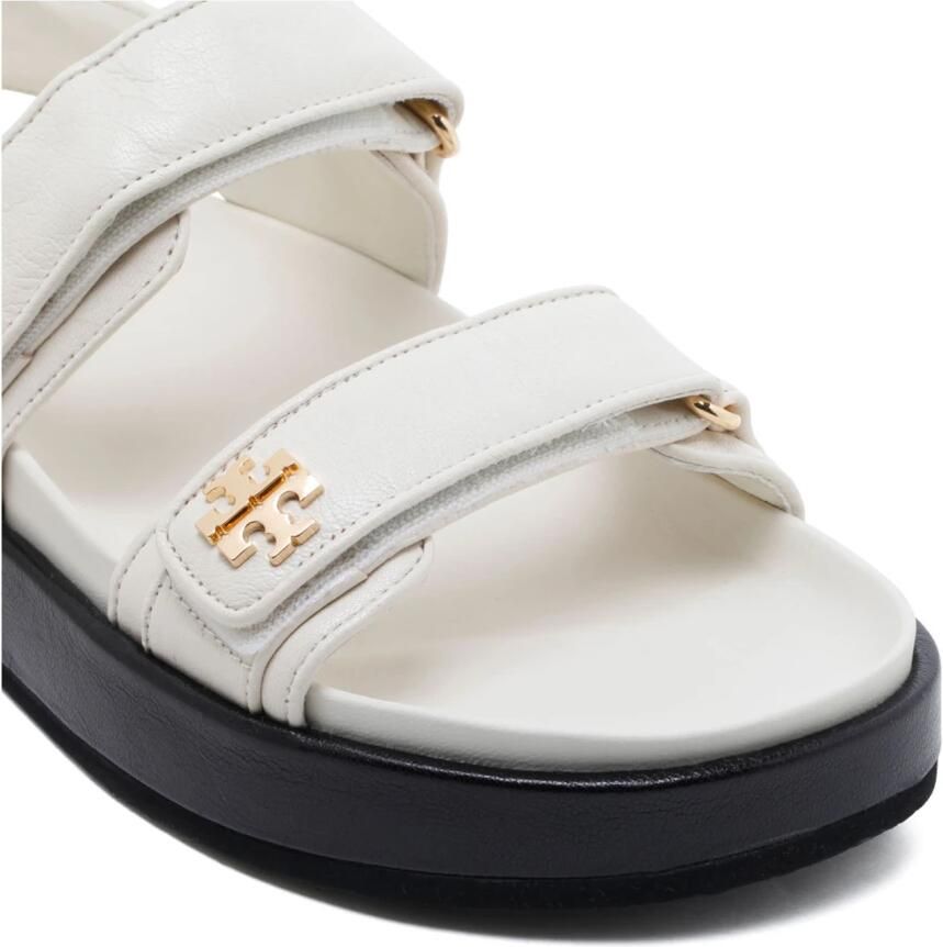 Tory Burch Witte Leren Sportsandalen Klittenbandsluiting