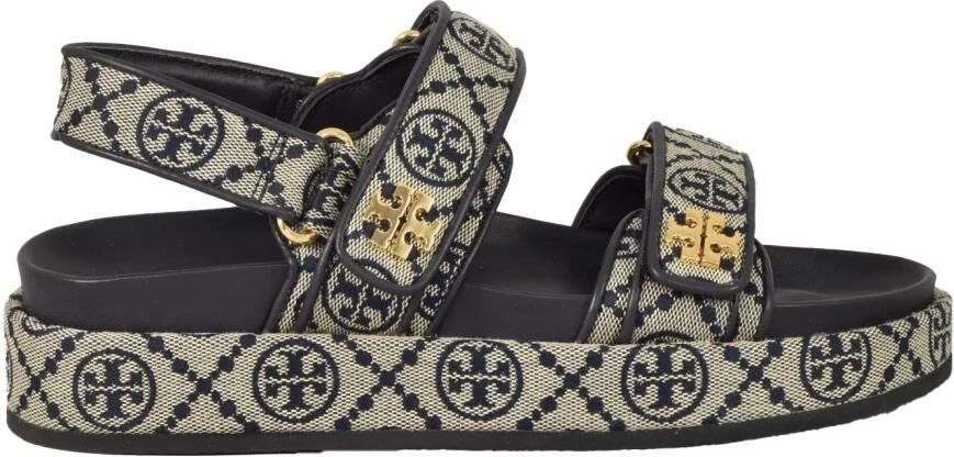 Tory Burch Sandaal van stof met klittenbandsluiting