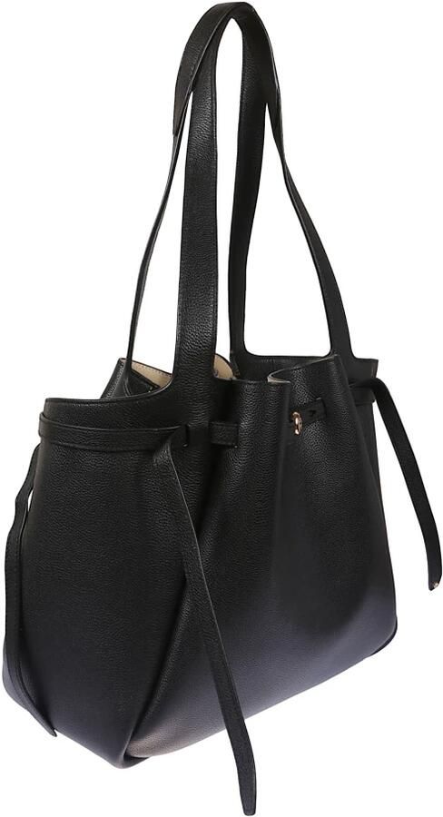 Tory Burch Zwarte leren boodschappentas met magnetische knoop - Foto 2