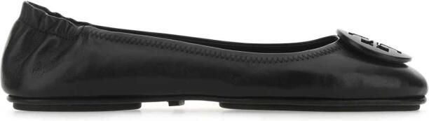 Tory Burch Zwarte Nappa Leren Minnie Ballerina`s