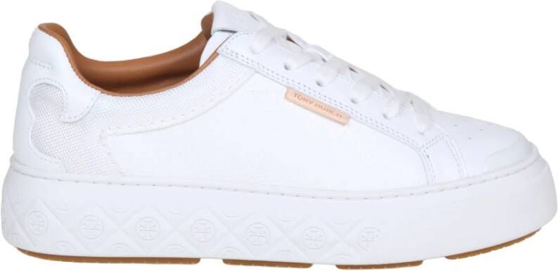 TORY BURCH Witte en groene leren sneakers Wit Dames