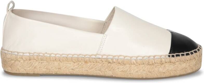 TORY BURCH Cap Toe Espadrilles Leather White in wit
