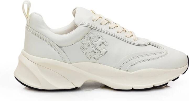 TORY BURCH Witte Leren Platform Sneakers Beige Dames