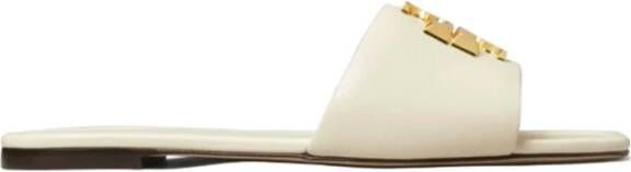 Tory Burch Witte leren sandalen met T-plaat