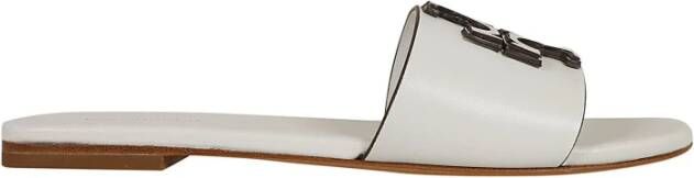 TORY BURCH Witte Leren Slippers Elegant Comfort White Dames