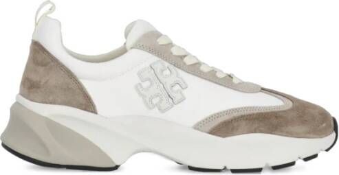 TORY BURCH Witte Leren Sneakers met Dubbel T Logo White Dames