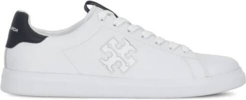 TORY BURCH Witte Leren Sneakers met Logo Wit Dames