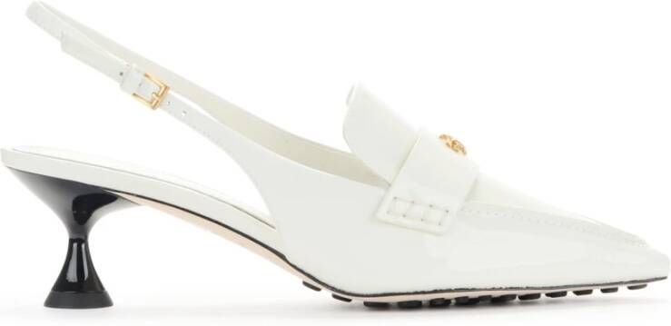 TORY BURCH Witte Slingback van Lakleer met Gouden Logo White Dames