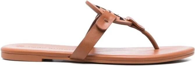Tory Burch Zachte Bruin Leren Casual Sandalen