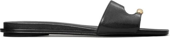 Tory Burch Zwart Goud Doorboorde Slide Sandalen
