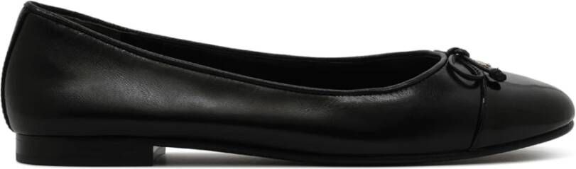 TORY BURCH Zwarte Leren Cap Toe Ballerina`s Black Dames