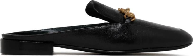 TORY BURCH Zwarte Backless Loafer met Metalen Hardware Black Dames