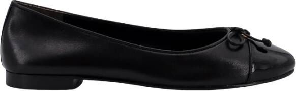 TORY BURCH Zwarte Leren Cap Toe Ballerina`s Black Dames