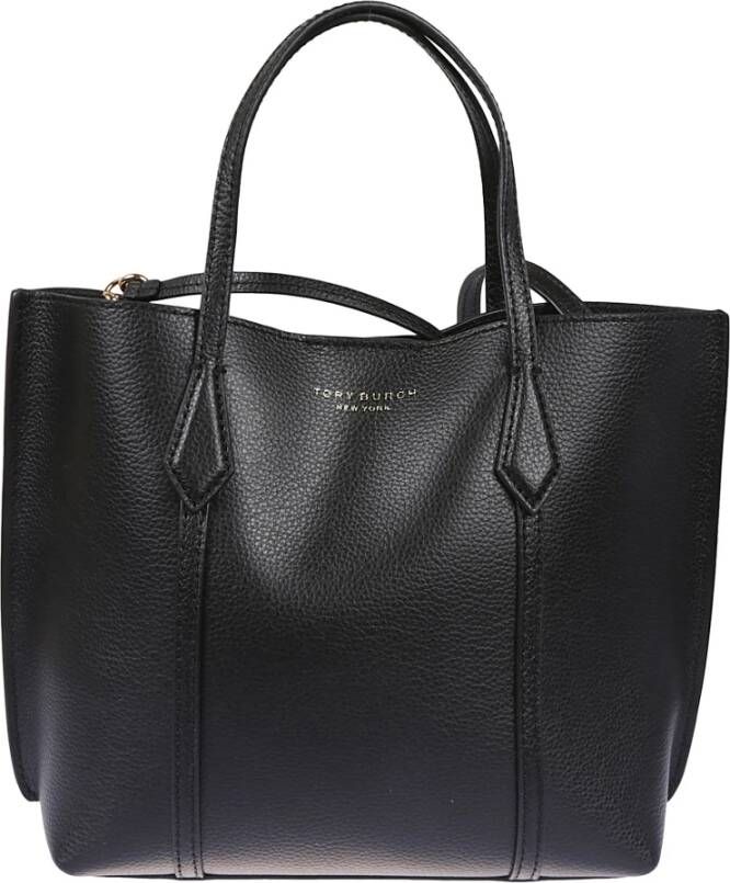 Tory Burch Zwarte leren boodschappentas met afneembare band