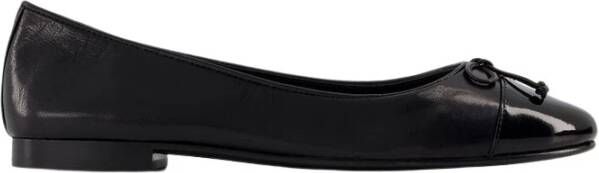 TORY BURCH Zwarte Leren Cap Toe Ballerina`s Black Dames