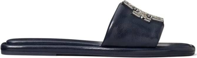 Tory Burch Zwarte leren casual sport slide muiltjes
