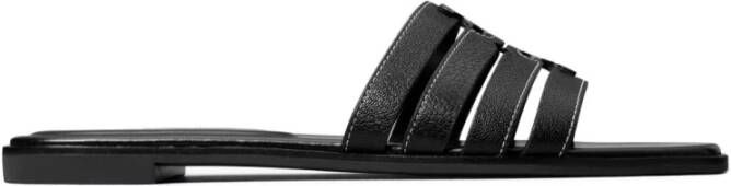 Tory Burch Zwarte Leren Double T Sandalen