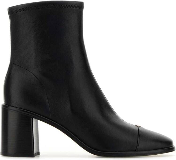 Tory Burch Zwarte leren enkellaarsjes 7 cm hak