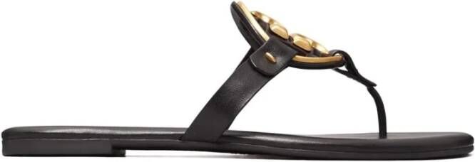 TORY BURCH Zwarte Leren Flip Flops voor Dames Zwart Dames