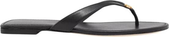 TORY BURCH Zwarte leren logoslippers Black Dames