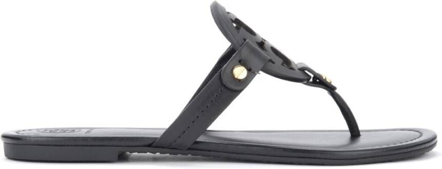 TORY BURCH Zwarte leren Miller sandaal met laser-cut logo Black Dames