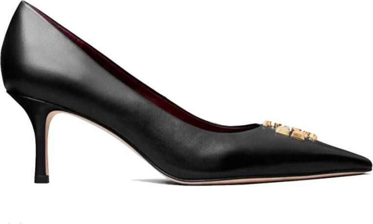 Tory Burch Zwarte leren ballerina`s met T-plaat