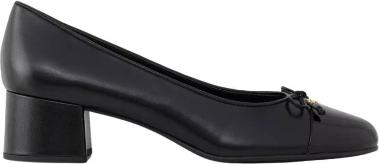 TORY BURCH Zwarte leren pumps met ronde neuzen Black Dames