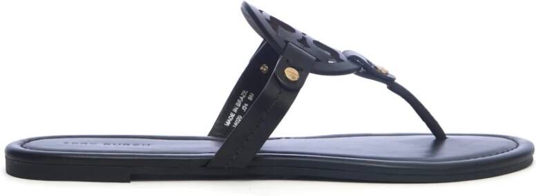 Tory Burch Zwarte leren sandalen elegante chique stijl