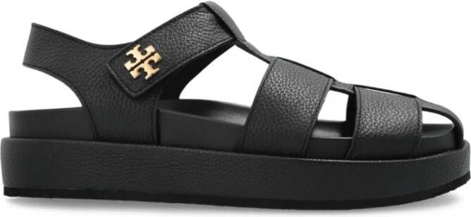 Tory Burch Zwarte Sandalen met Logo Detailing