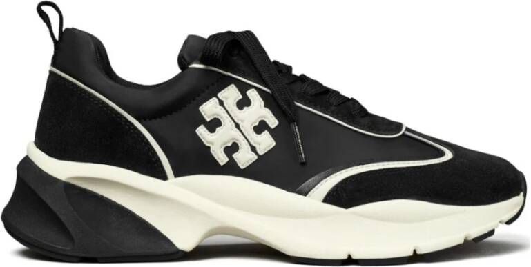 TORY BURCH Zwarte Sneakers Kleurblok Ontwerp Dubbele T Black Dames