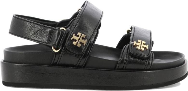 Tory Burch Korrelig leren sandalen met klittenband