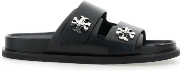 Tory Burch Zwarte T Lock Slide Sandalen