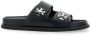 Tory Burch Zwarte T Lock Slide Sandalen - Thumbnail 1