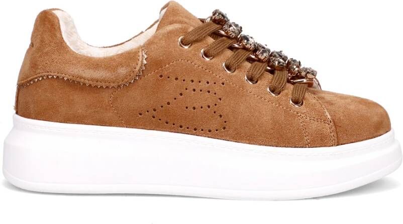 Tosca Blu Beige Suède Damessneakers met Strass-accessoires Beige Dames