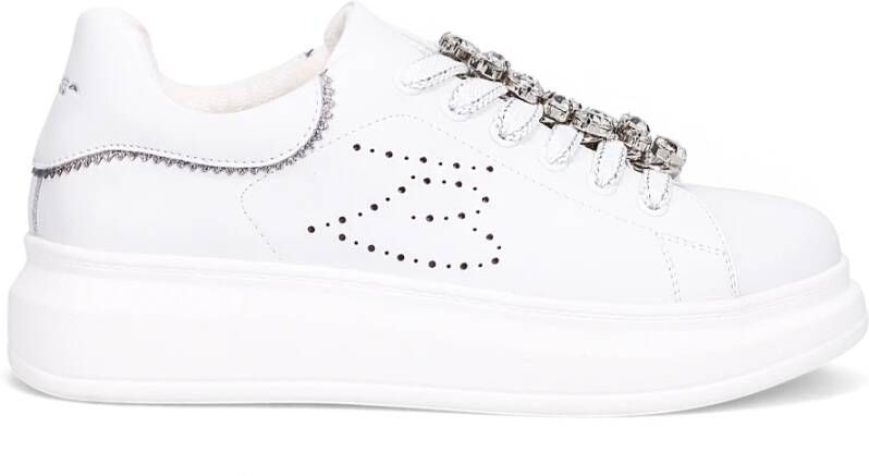 Tosca Blu Witte Leren Sneakers met Strass Accessoires White Dames