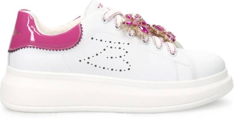 Tosca Blu Witte Leren Sneakers met Strass Detail White Dames