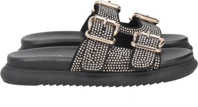Tosca Blu Zwarte sandalen met brillantini