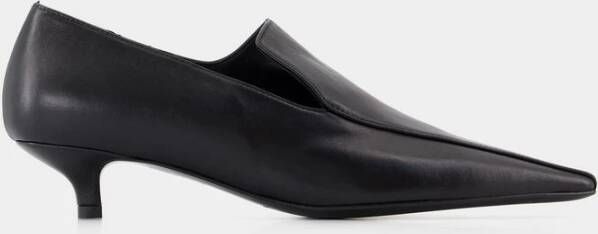 TotêMe Zwarte leren puntige loafers Black Dames