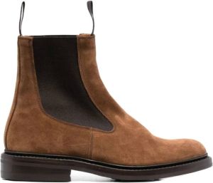 Tricker's Bruine Leren Laarzen met Elastiek Bruin Heren