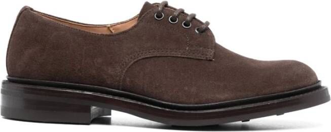 Tricker's Donkerbruine Suède Derby Schoenen Brown Heren