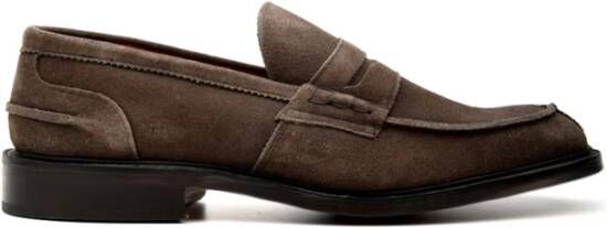 Tricker's James Suede Grijze Platte Schoenen Gray Heren