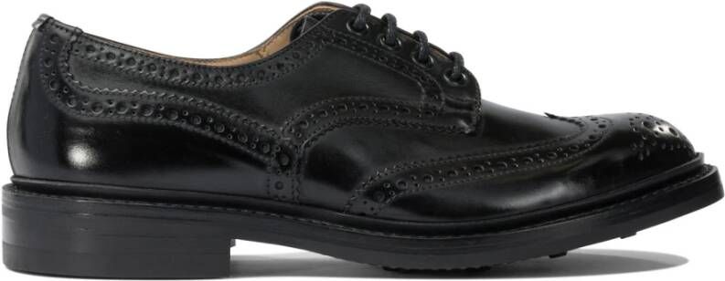 Tricker's Klassieke Zwarte Leren Derby Schoenen