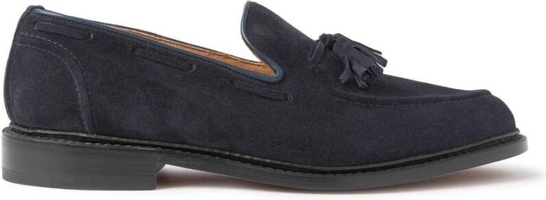 Tricker's Suede Tassel Loafers Blue Heren