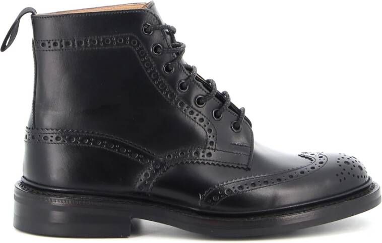 Tricker's Zwarte kalfsleren Dainite enkellaars Black Heren